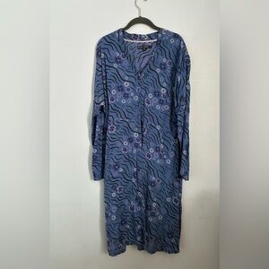Gudrun Sjoden Floral Blue Long Sleeve Dress